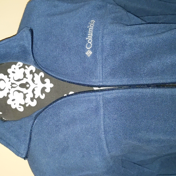 Columbia fleece jacket with zippered pockets Navy Blue Sz Sm - Picture 3 of 8